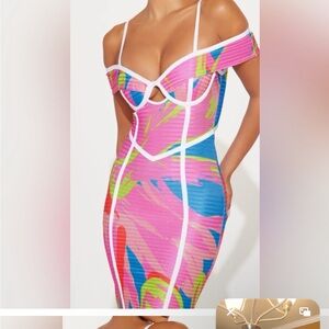 Vibrant Pink Off-Shoulder Dress